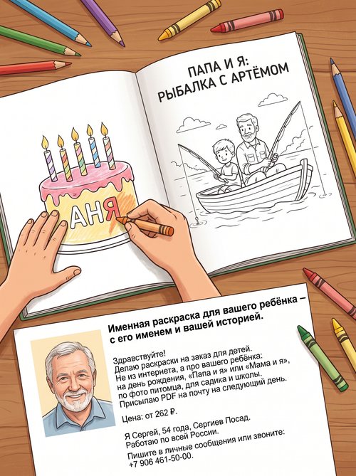 Именная раскраска для вашего ребёнка — с его именем и вашей историей