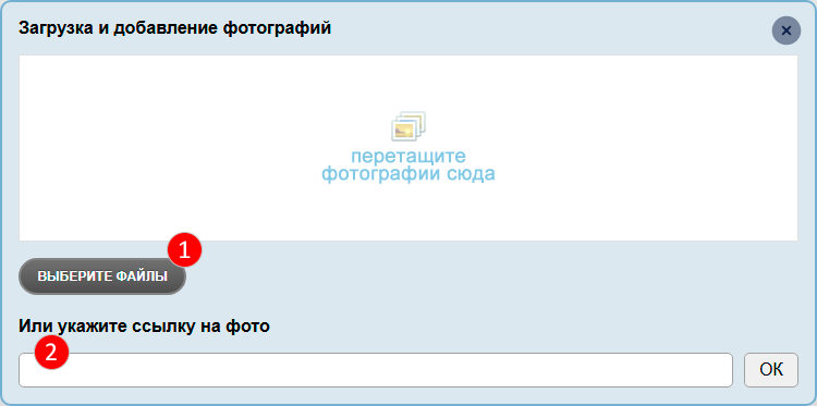 Рис. 2. Форма для загрузки и добавления фото.