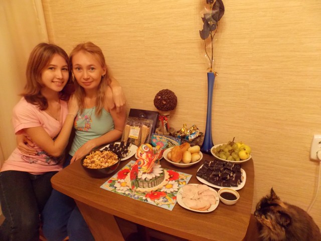 С дочей в ее день рождения
