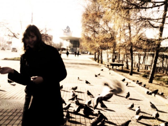 кормим голубей)