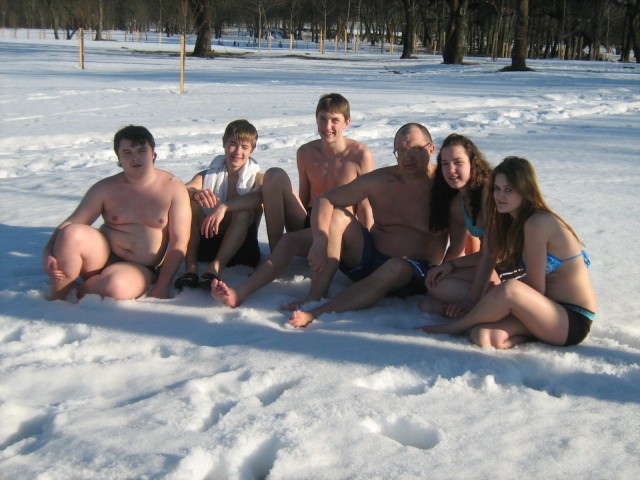с учениками на снегу