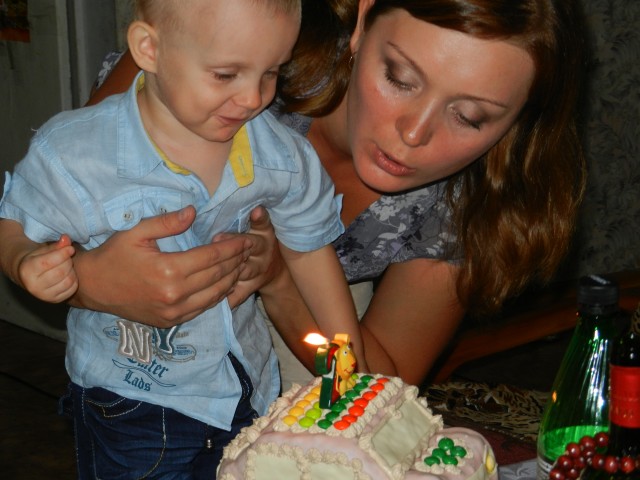 День рождение сына-2 года. Торт мое произведение)))