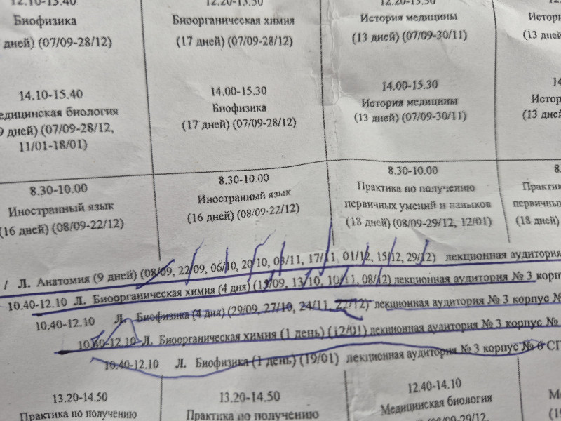 Тут один предмет есть на 1 день на полгода и так нв всю неделю.