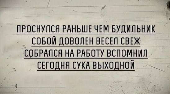 Я так ждал выходной ,что  проснулся пораньше что бы его встретить...