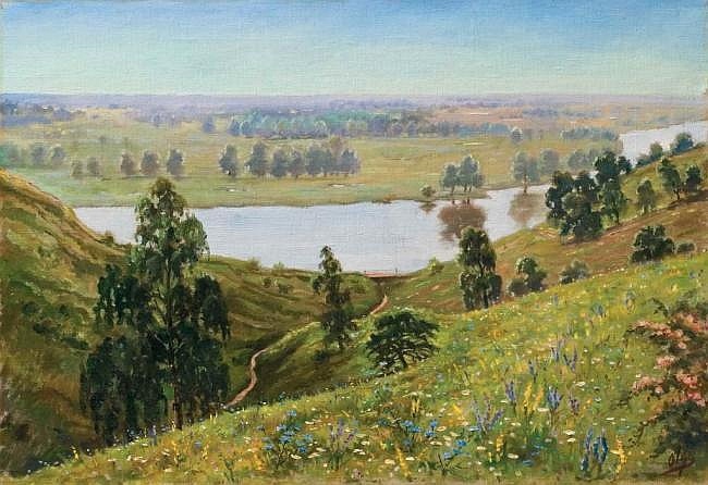 «Цветущий пейзаж», Ольга Александровна Куликовская-Романова