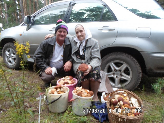 с тётей за грибами