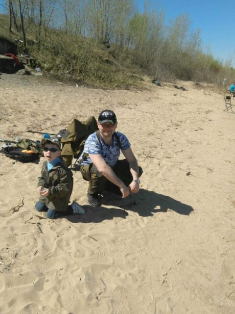 С сыном на рыбалке